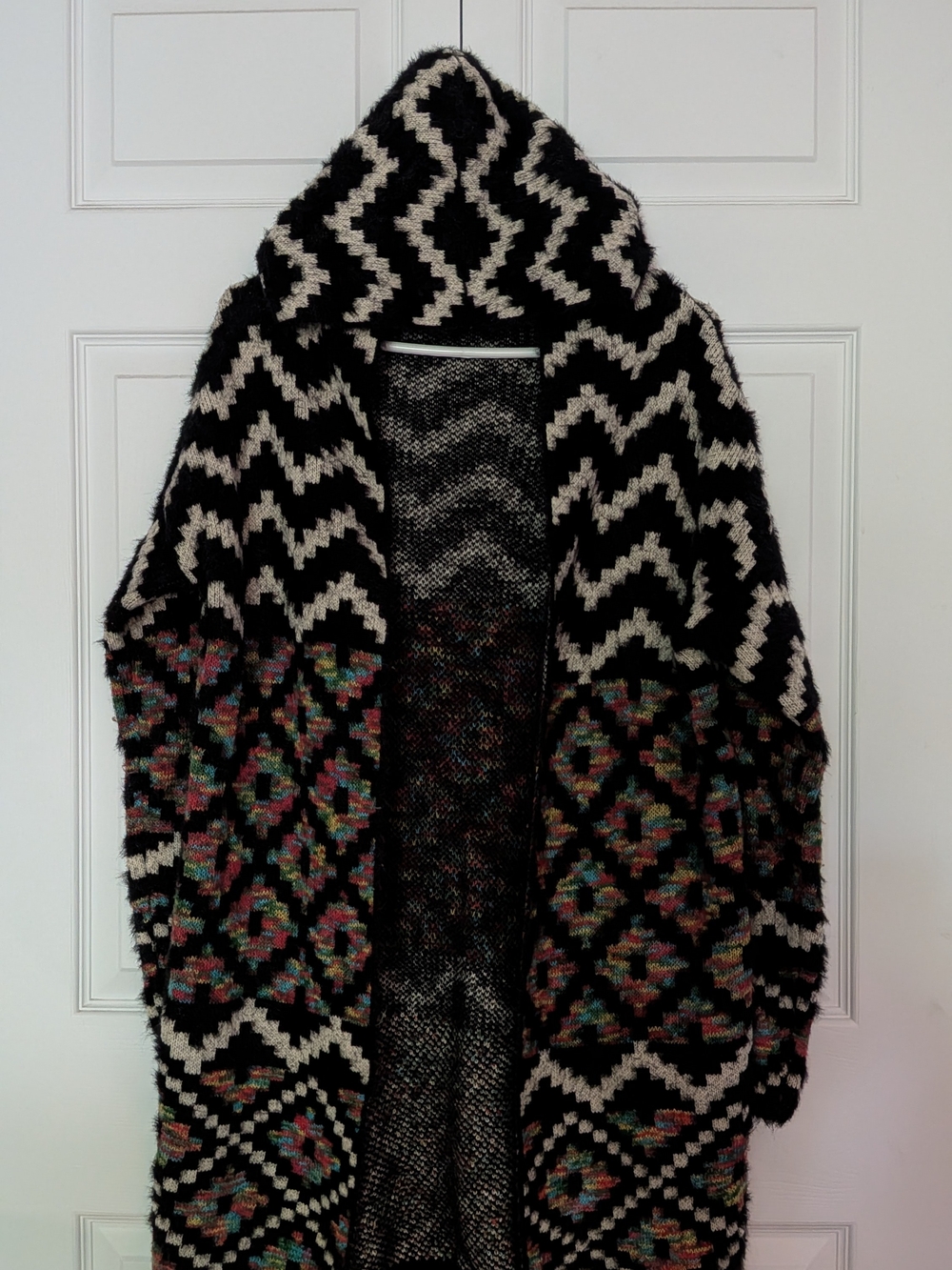 Multicolor-Multipatterns Knit Hoodie vest